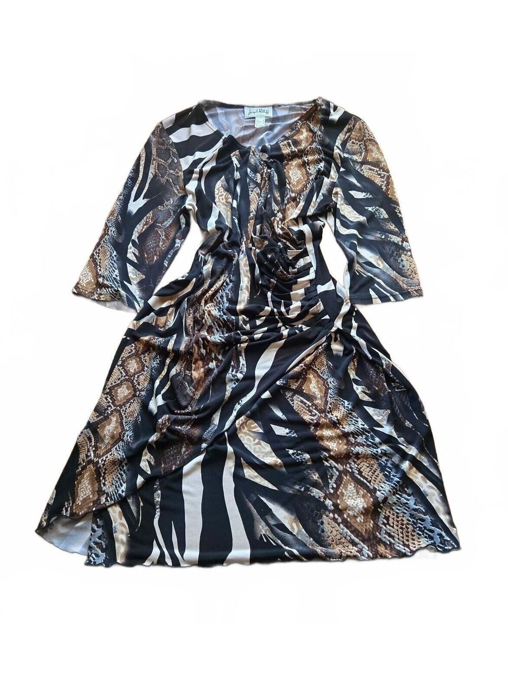 Joseph Ribkoff Animal Print Ruched Dress Size 16